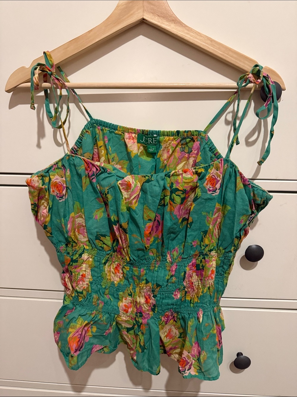 J. Crew Green Floral Tank Top